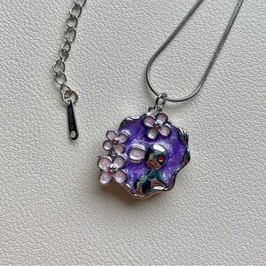 Purple and Silver Pendant Necklace